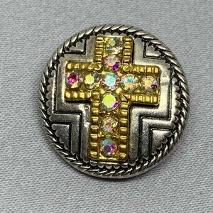 Iridescent Cross Snap Button Charm